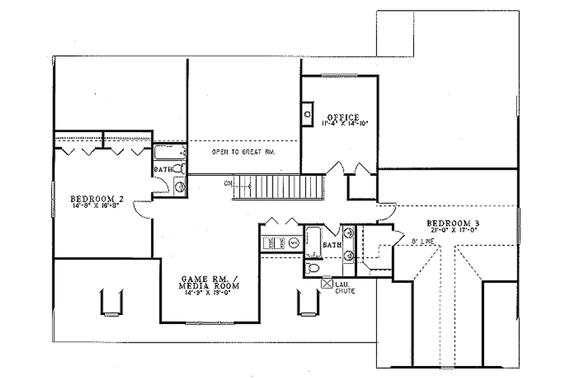 Home Plan - Floor Plan - Upper Floor for Traditional House Plan #17-254 - 3 bed, 3.5 bath