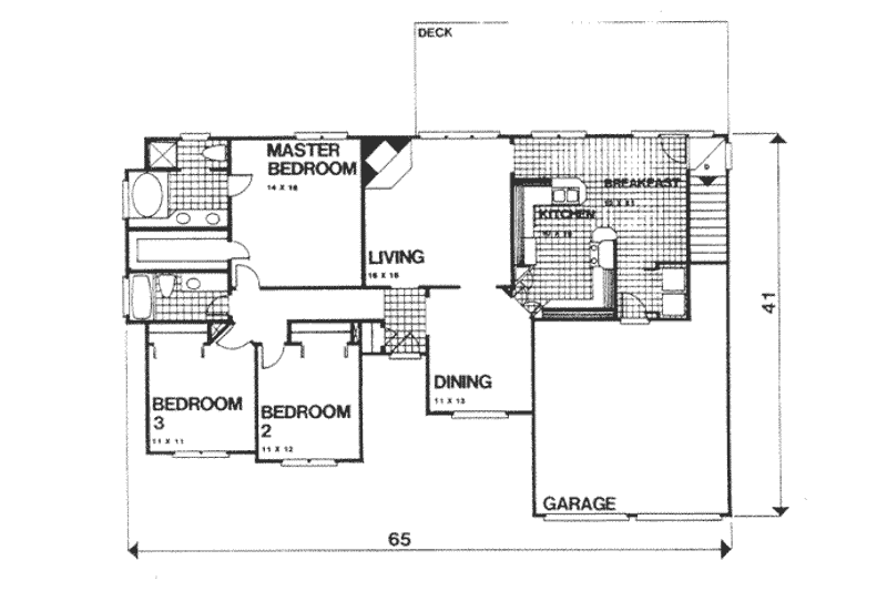 Dream House Plan - Floor Plan - Main Floor for Ranch House Plan #30-153 - 3 bed, 2 bath