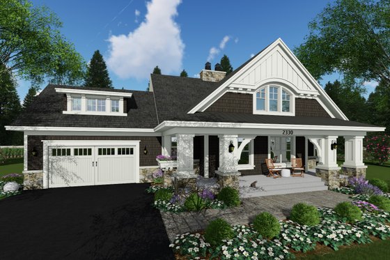 Exterior - Front Elevation 3 for Craftsman House Plan #51-586 - 3 bed, 2.5 bath