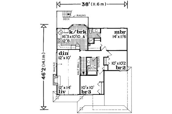 Floor Plan - Upper Floor for Traditional House Plan #47-559 - 3 bed, 2 bath