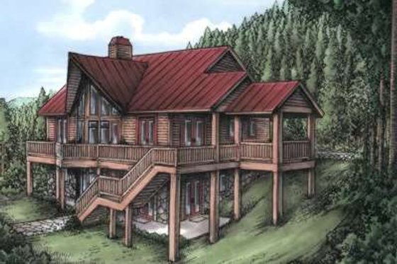 Exterior - Front Elevation for Cabin House Plan #115-159 - 4 bed, 4.5 bath