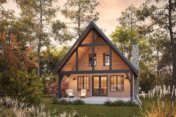 Exterior - Rear Elevation for Cabin House Plan #1114-2 - 2 bed, 2 bath