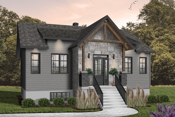 Exterior - Front Elevation 4 for Farmhouse House Plan #23-2716 - 2 bed, 1 bath