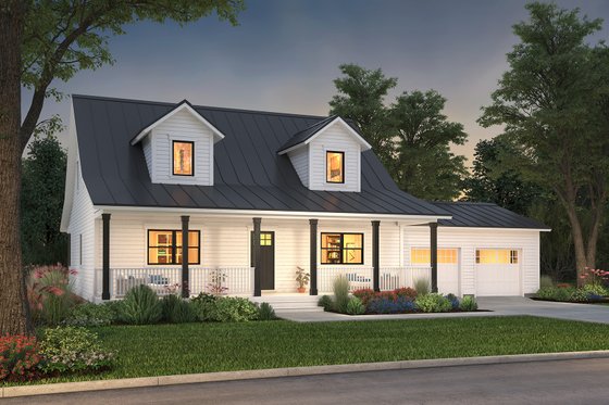 Exterior - Front Elevation 3 for Farmhouse House Plan #497-9 - 3 bed, 3.5 bath