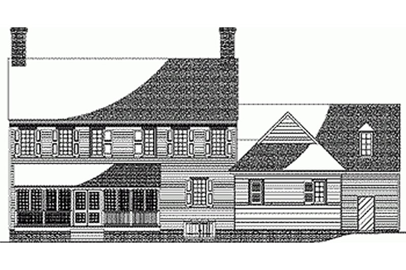 Home Plan - Colonial style, Southern design home, rear elevation