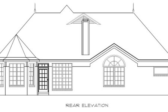 Exterior - Rear Elevation for European House Plan #424-177 - 3 bed, 2 bath