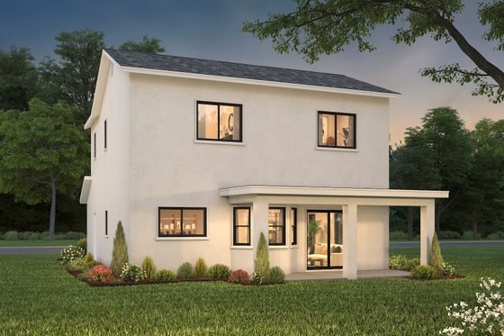 Exterior - Rear Elevation for Mediterranean House Plan #1-292 - 3 bed, 2.5 bath