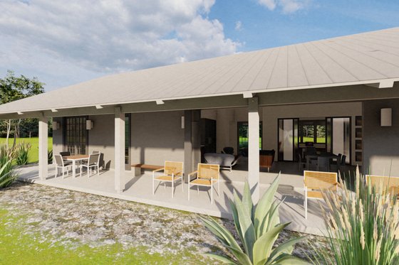 Exterior - Rear Elevation for Ranch House Plan #449-16 - 3 bed, 2 bath