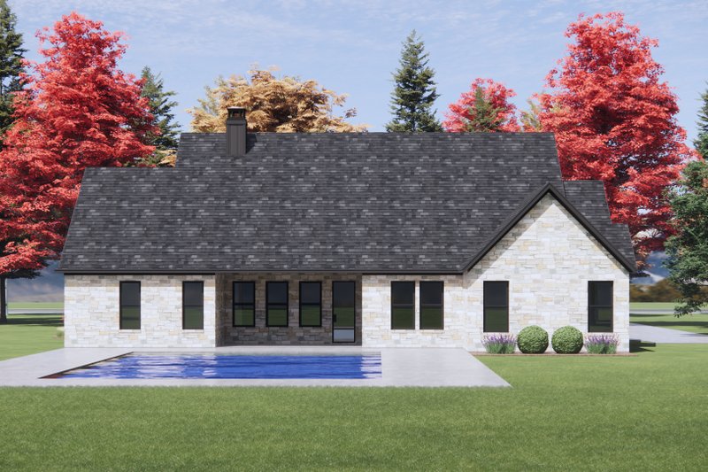 Architectural House Design - Exterior - Rear Elevation for Country House Plan #1096-164 - 4 bed, 3 bath