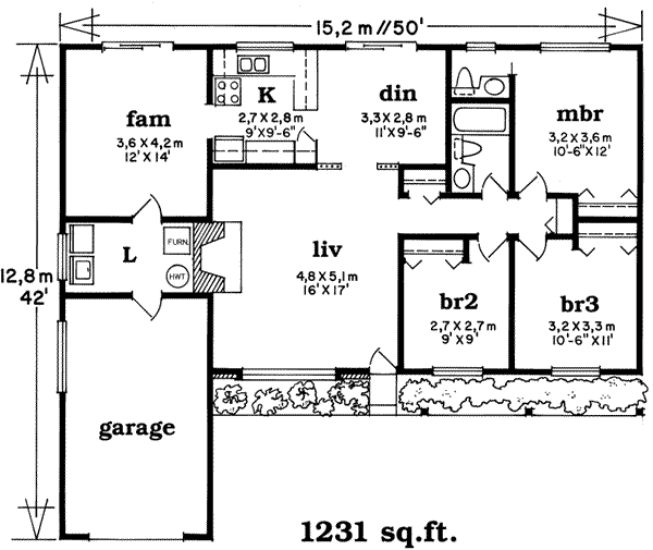 Ranch Floor Plan - Main Floor Plan #47-523