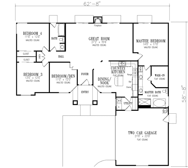 Home Plan - Adobe / Southwestern Floor Plan - Main Floor Plan #1-405