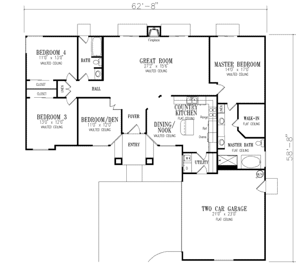Adobe / Southwestern Floor Plan - Main Floor Plan #1-405
