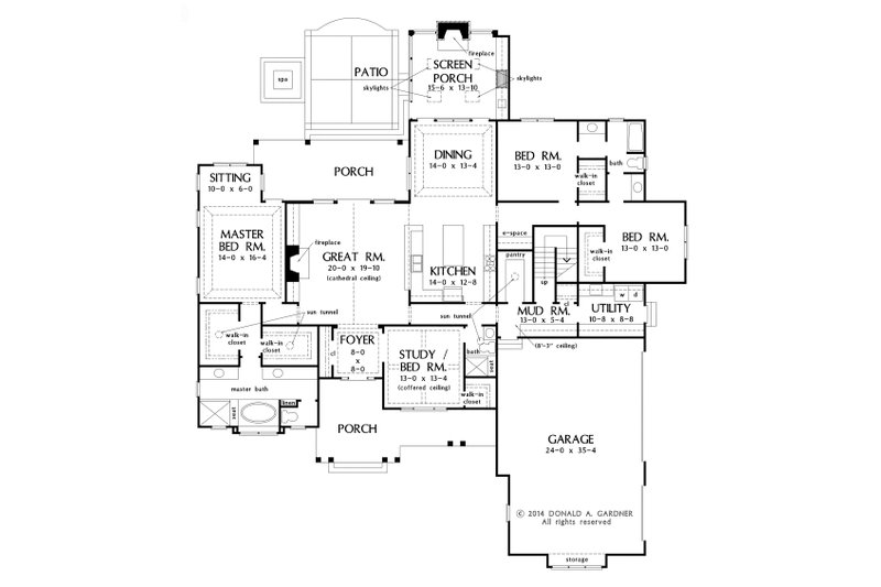 Architectural House Design - Floor Plan - Main Floor for Craftsman House Plan #929-7 - 4 bed, 3 bath
