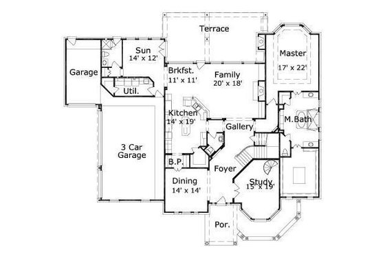 Floor Plan - Main Floor for Traditional House Plan #411-337 - 5 bed, 5 bath
