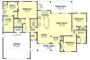 Floor Plan - Main Floor for Farmhouse House Plan #430-245 - 3 bed, 2.5 bath
