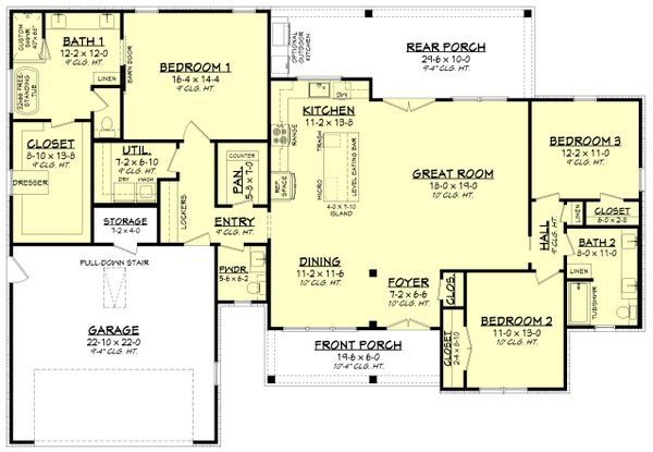House Plan Design - Farmhouse Floor Plan - Main Floor Plan #430-245