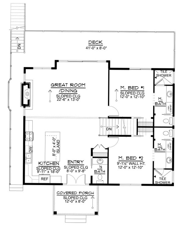 Home Plan - Floor Plan - Main Floor for Contemporary House Plan #1064-465 - 2 bed, 2.5 bath