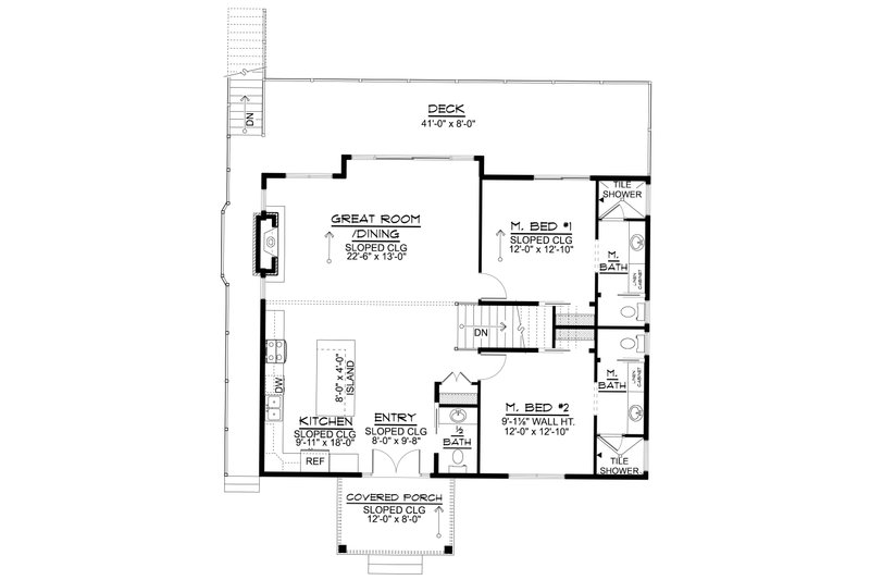 Home Plan - Floor Plan - Main Floor for Contemporary House Plan #1064-465 - 2 bed, 2.5 bath