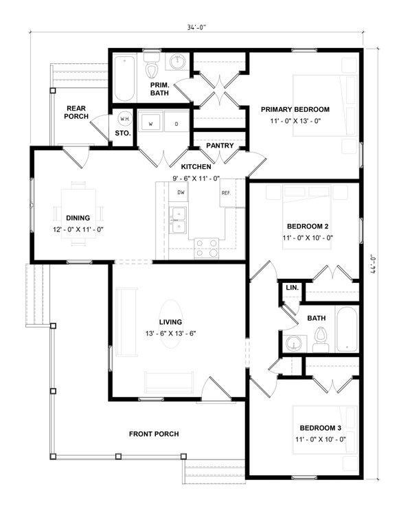 House Plan Design - Floor Plan - Main Floor for Victorian House Plan #936-69 - 3 bed, 2 bath