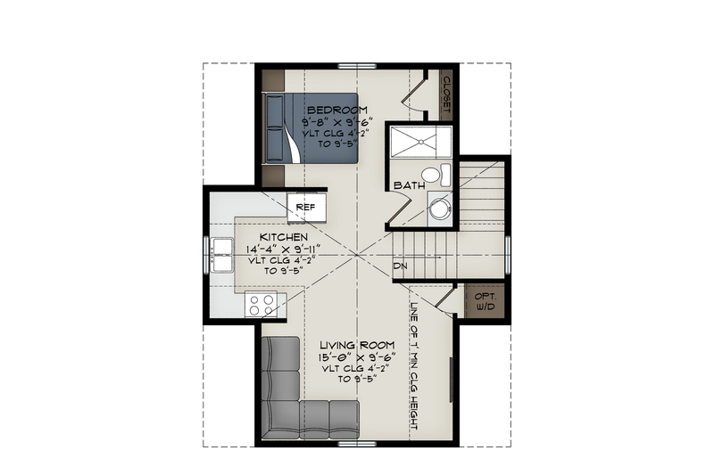 House Design - Floor Plan - Upper Floor for Farmhouse House Plan #1108-3 - 1 bed, 1 bath