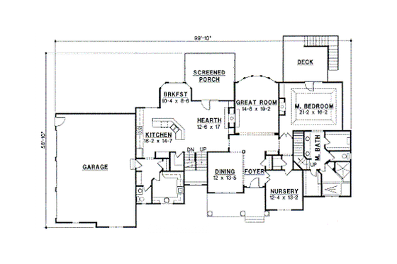 Floor Plan - Main Floor for Traditional House Plan #67-454 - 3 bed, 3.5 bath
