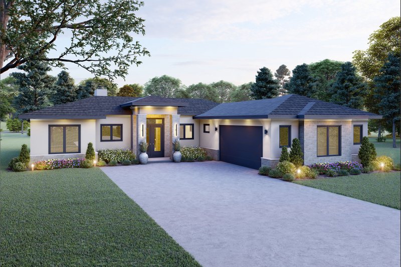 House Blueprint - Contemporary Exterior - Front Elevation Plan #932-1345
