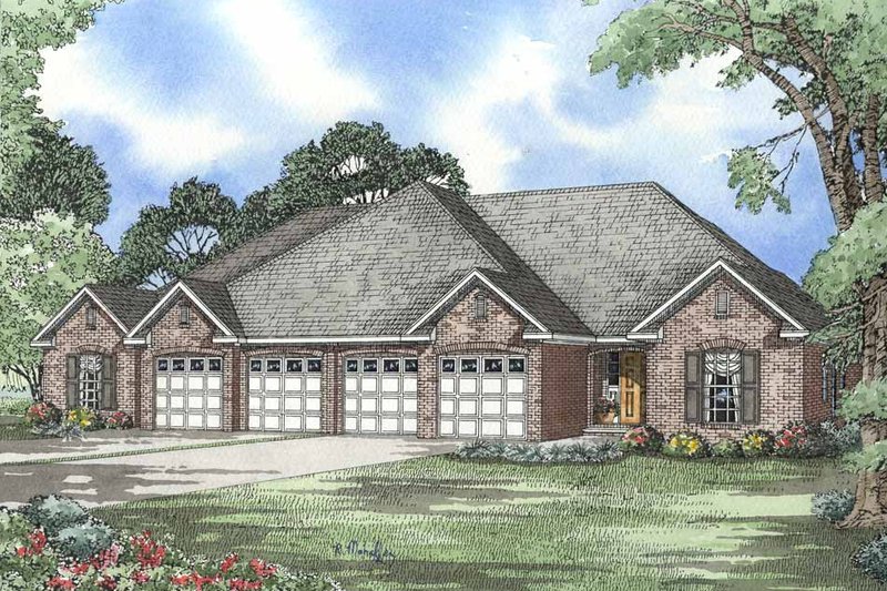 European Style House Plan - 3 Beds 2 Baths 1379 Sq/Ft Plan #17-1080