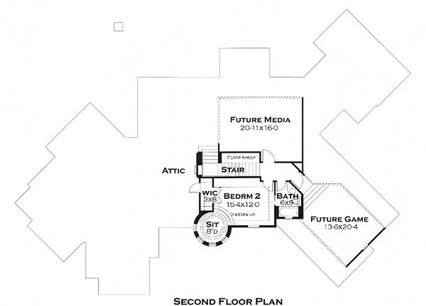 Upper Level Floor Plan - 3200 square foot European home