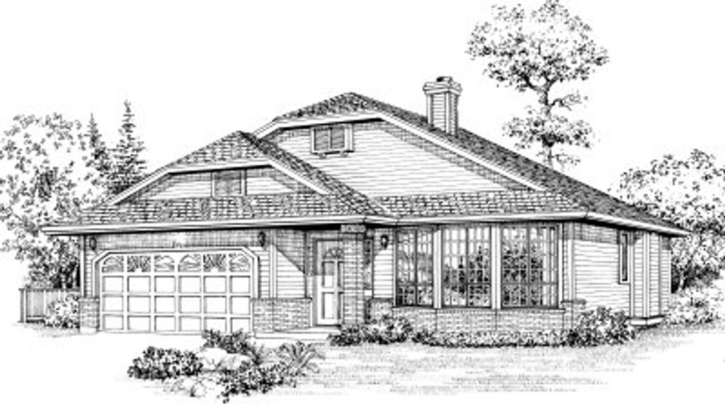 Exterior - Front Elevation 2 for Traditional House Plan #47-569 - 2 bed, 2 bath