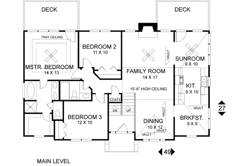 Architectural House Design - Floor Plan - Main Floor for Traditional House Plan #56-119 - 3 bed, 2 bath