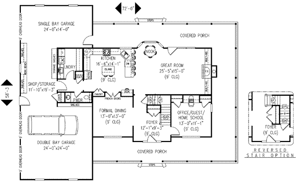 Farmhouse plan with wrap around porch 2,600 sft