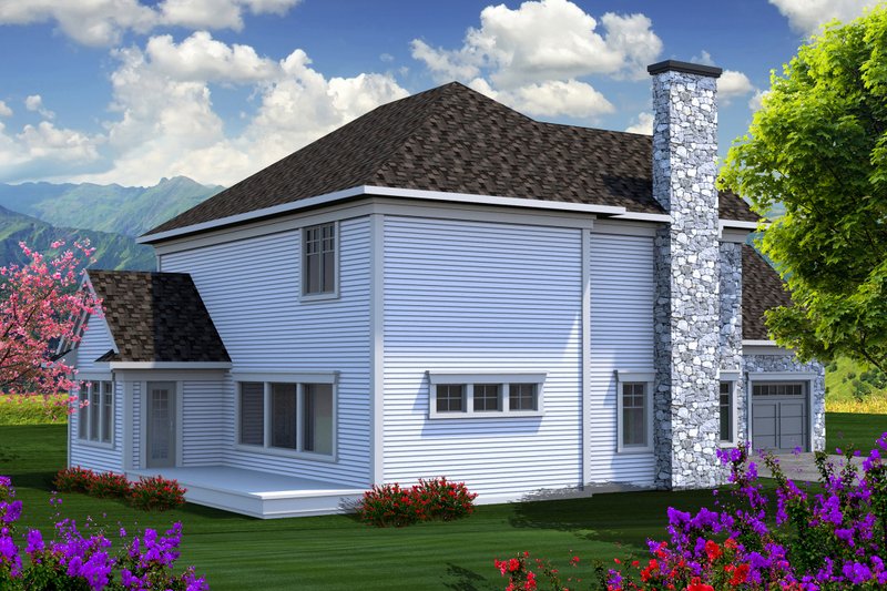 Architectural House Design - Exterior - Rear Elevation for European House Plan #70-1174 - 3 bed, 2.5 bath