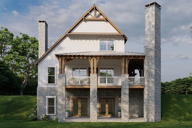 House Blueprint - Exterior - Rear Elevation 1 for Cabin House Plan #923-25 - 3 bed, 4.5 bath