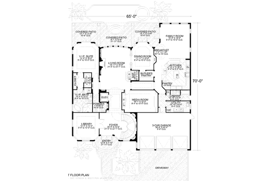 Floor Plan - Main Floor for Mediterranean House Plan #420-185 - 5 bed, 6.5 bath