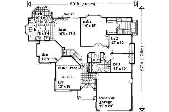 Floor Plan - Main Floor for Traditional House Plan #47-596 - 3 bed, 2 bath