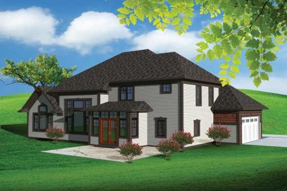 Exterior - Rear Elevation for Traditional House Plan #70-1107 - 4 bed, 3.5 bath