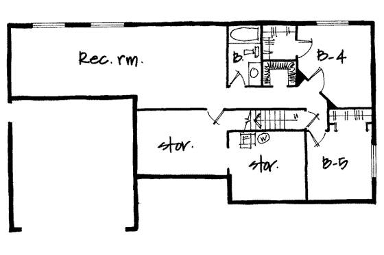 Floor Plan - Lower Floor for Ranch House Plan #308-194 - 5 bed, 3 bath