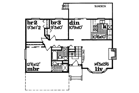 Floor Plan - Main Floor for Traditional House Plan #47-603 - 3 bed, 2 bath
