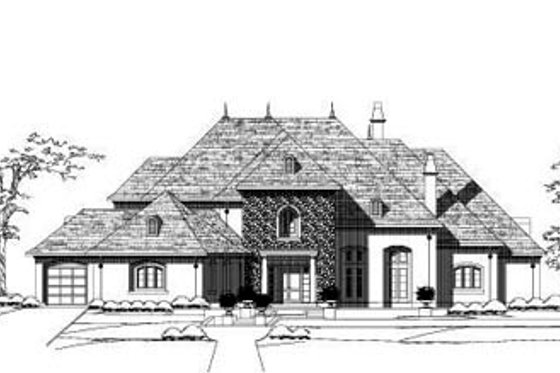 Exterior - Front Elevation for European House Plan #411-123 - 4 bed, 4.5 bath