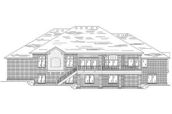 Exterior - Rear Elevation for Traditional House Plan #5-321 - 5 bed, 4.5 bath