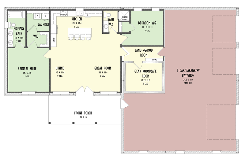 Home Plan - Floor Plan - Main Floor for Barndominium House Plan #1092-69 - 2 bed, 2 bath