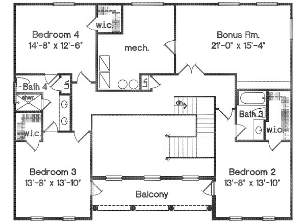 Mediterranean Floor Plan - Upper Floor Plan #135-110