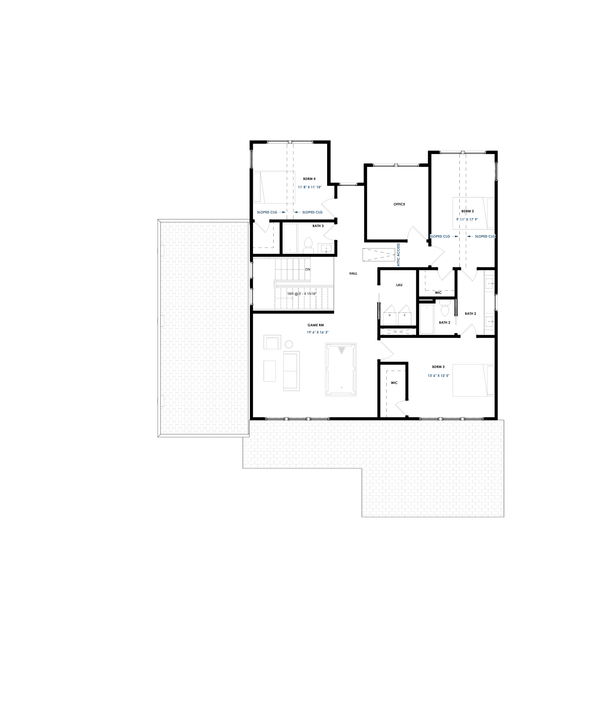 House Design - Floor Plan - Upper Floor for Modern House Plan #1129-21 - 4 bed, 3.5 bath