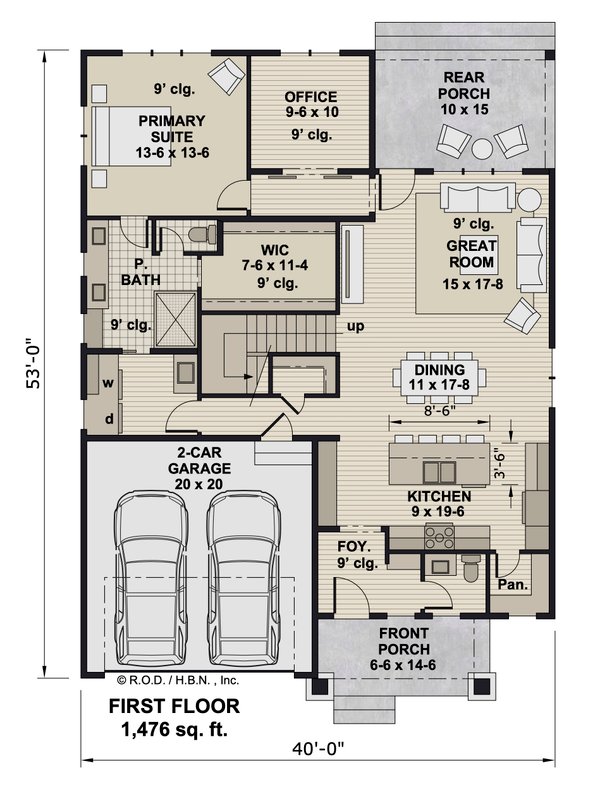 House Blueprint - Farmhouse Floor Plan - Main Floor Plan #51-1495