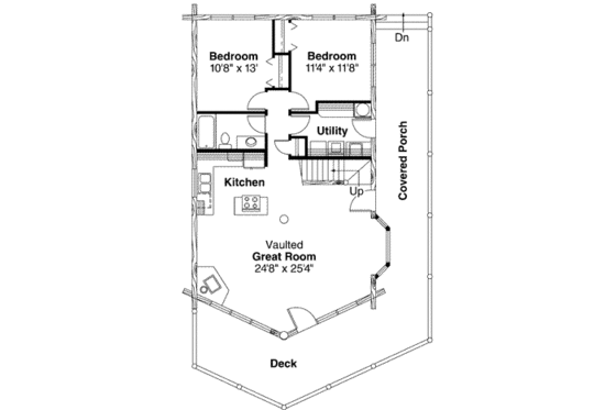 Floor Plan - Main Floor for Cabin House Plan #124-263 - 3 bed, 2 bath
