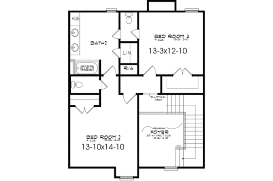 Floor Plan - Upper Floor for European House Plan #63-124 - 4 bed, 3.5 bath