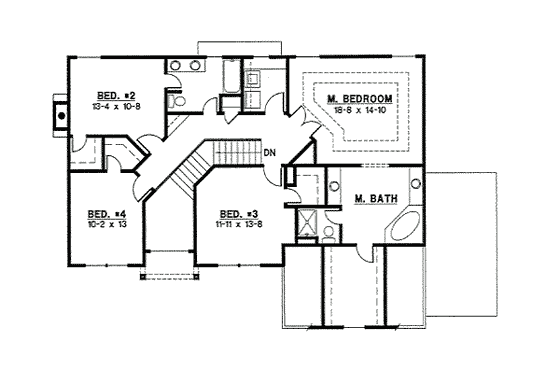 Floor Plan - Upper Floor for Traditional House Plan #67-862 - 4 bed, 2 bath