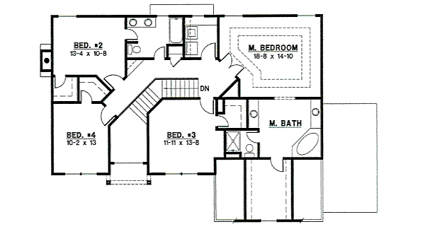 Floor Plan - Upper Floor for Traditional House Plan #67-862 - 4 bed, 2 bath