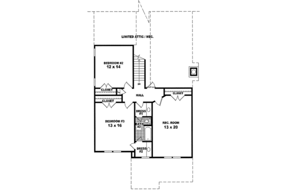 Floor Plan - Upper Floor for Traditional House Plan #81-435 - 3 bed, 3.5 bath