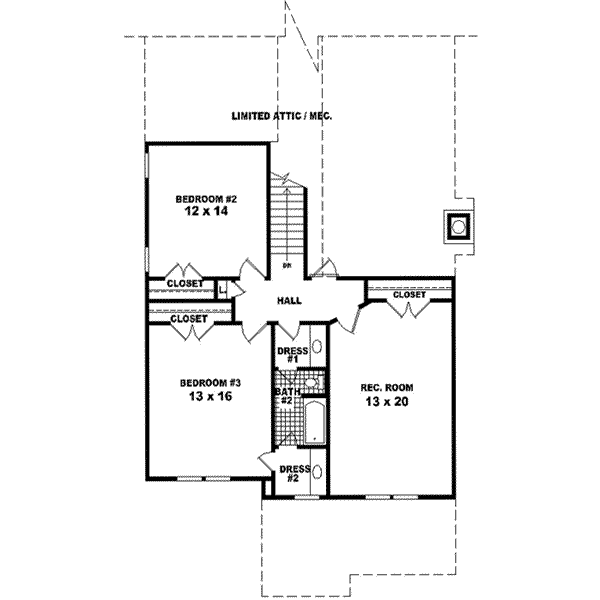 Traditional Floor Plan - Upper Floor Plan #81-435